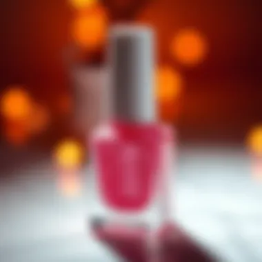 Glistening pink sparkly gel nail polish in a bottle