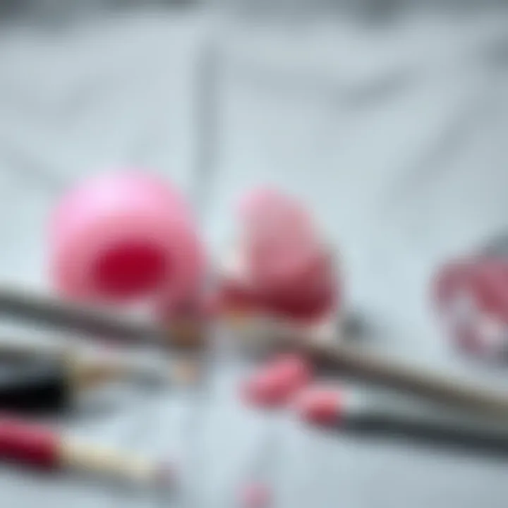 Nail art tools alongside pink sparkly gel polish