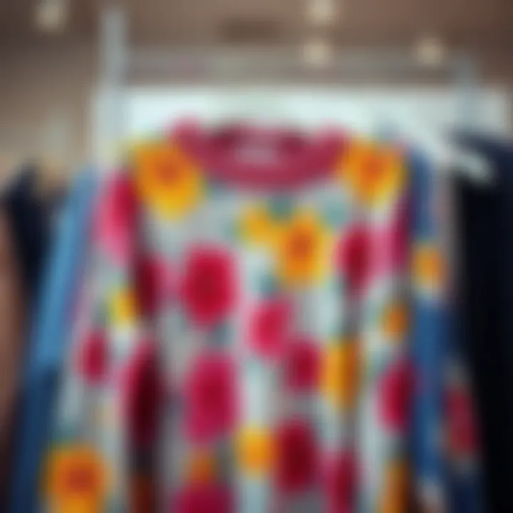 Colorful plus size floral sweater draped elegantly on a rack