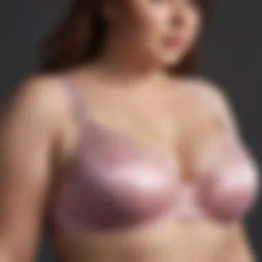 Close-up of plus size harness bra highlighting materials used