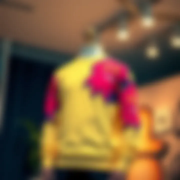 Vibrant cartoon long sleeve shirt displayed against a stylish backdrop