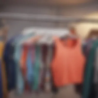 A vibrant display of various cute crop tops hanging on a rack