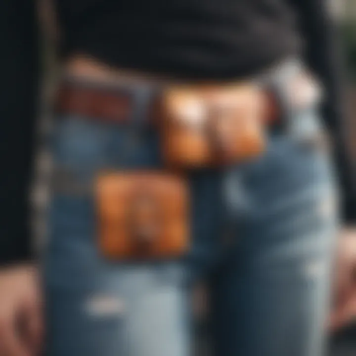 Fanny pack adorned with various buckle styles on display