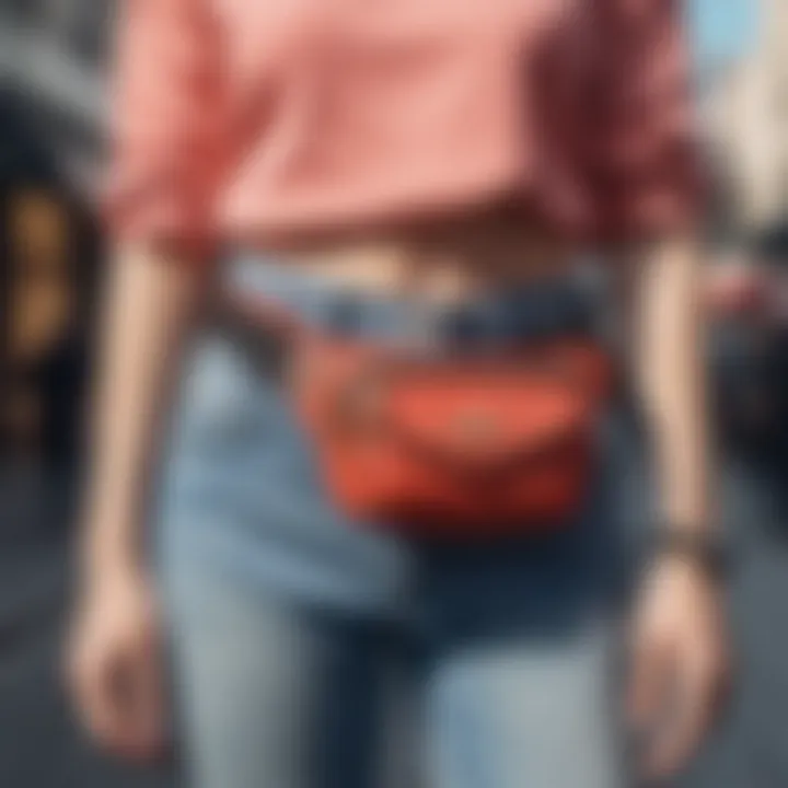 A fashionable fanny pack being worn in a contemporary street style setting