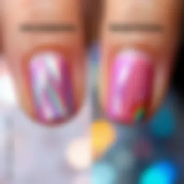 A side-by-side comparison of holographic nail foil and traditional nail art techniques