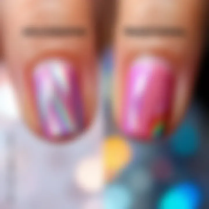 A side-by-side comparison of holographic nail foil and traditional nail art techniques