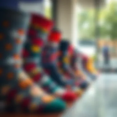 A creative display of personalized socks reflecting diverse cultural influences