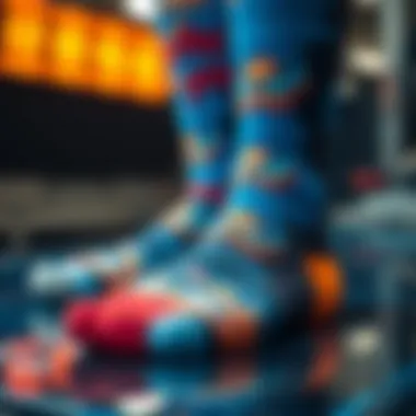A close-up of advanced printing technology used for sock customization