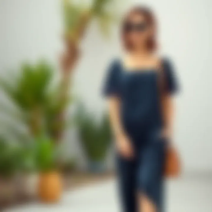 Casual styling of a long sundress with pockets paired with accessories