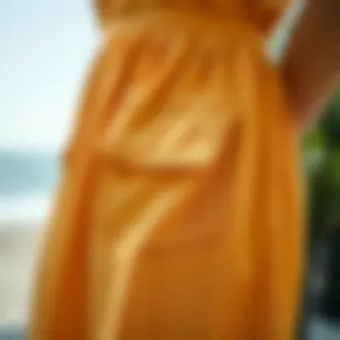 Close-up of pocket design in a long sundress showcasing craftsmanship