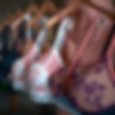 Different styles of bras compatible with extenders displayed together