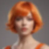 Vibrant short orange wig styled elegantly