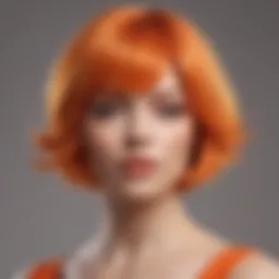 Vibrant short orange wig styled elegantly