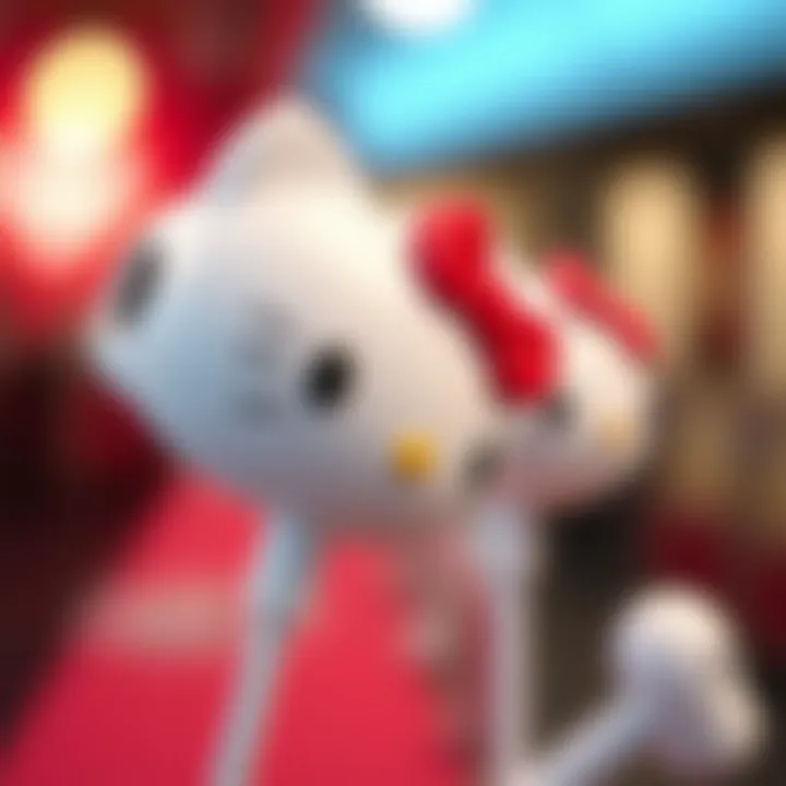 Detailed close-up of Hello Kitty ear buds highlighting their intricate features