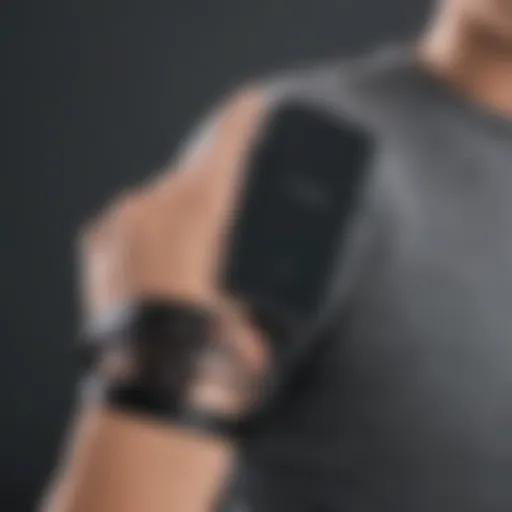 Close-up of a stylish mobile phone armband showcasing its design and materials