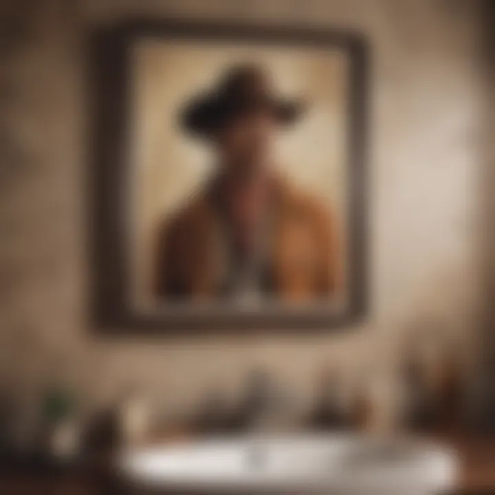 Vintage cowboy-inspired wall decor with earthy tones