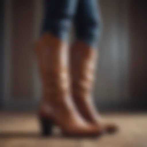 Elegant pair of western boots featuring a stylish zipper