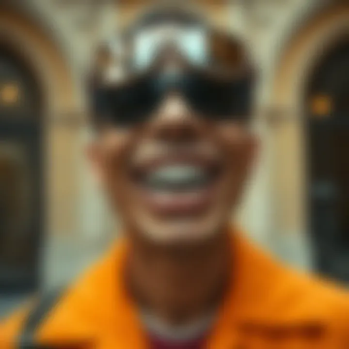 Fashionable display of single tooth grillz in contemporary styling