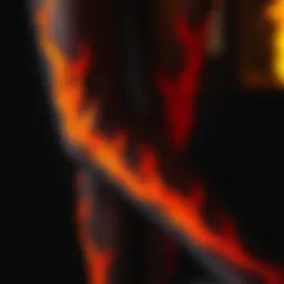 Artistic representation of flame fishnet tights showcasing their intricate pattern