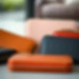 Elegant arrangement of double zipper wallet organizers showcasing various textures