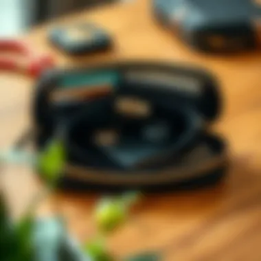 Organized layout of essentials inside a double zipper wallet organizer