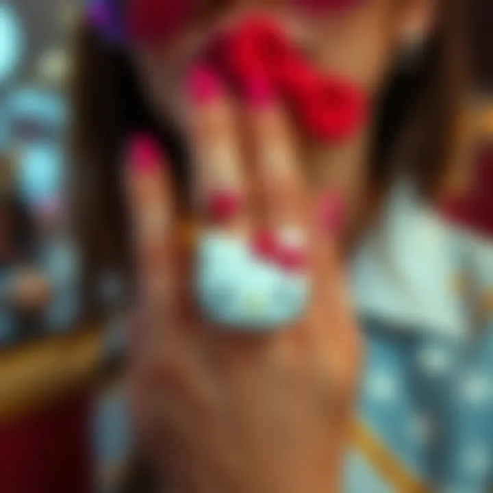 Trendy Hello Kitty Nail Art Artistic nail art featuring Hello Kitty 3D charms in a trendy setting