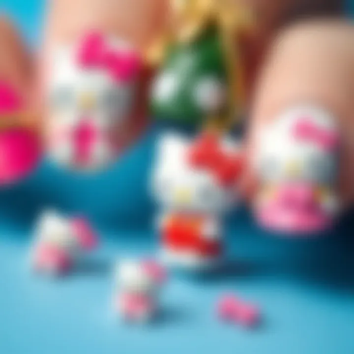 Diverse Applications of Hello Kitty Charms Diverse applications of Hello Kitty 3D nail charms on different nail styles