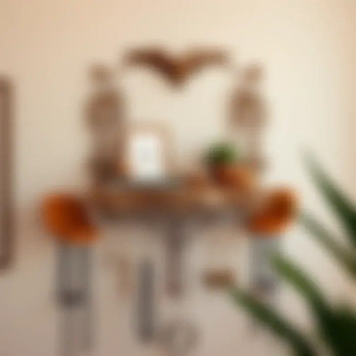 Artistic wall-mounted jewelry shelf with decorative elements