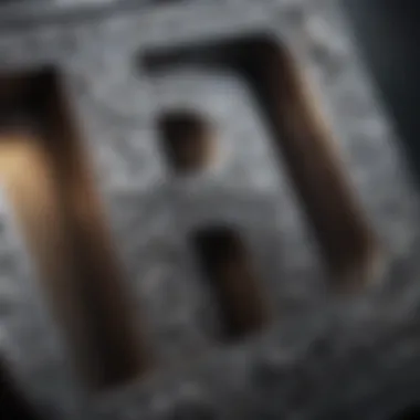 Detail of Metal Letter Craftsmanship Close-up of an intricately crafted metal letter, highlighting the texture and craftsmanship involved in its design.