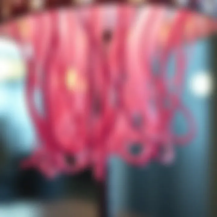 Close-up of the intricate design and colors of a jellyfish table lamp