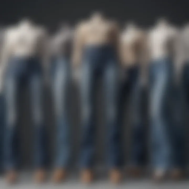 A collage showcasing different bootcut jeans styles and fabrics