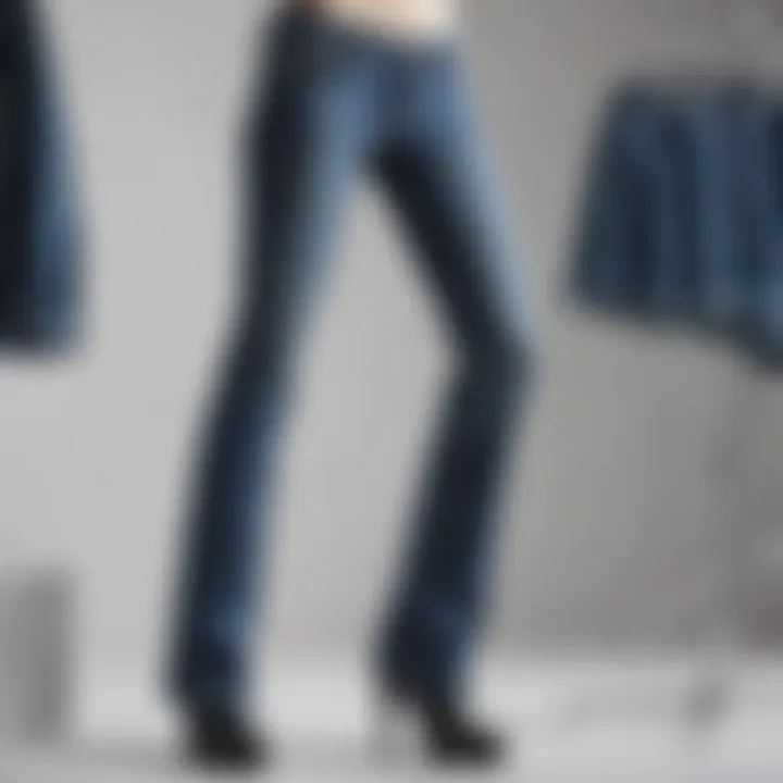 An image showing the fitting process of bootcut jeans on a mannequin