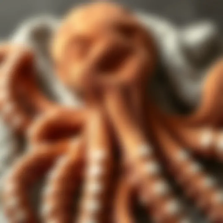 Close-up of octopus towel showcasing intricate patterns and textures