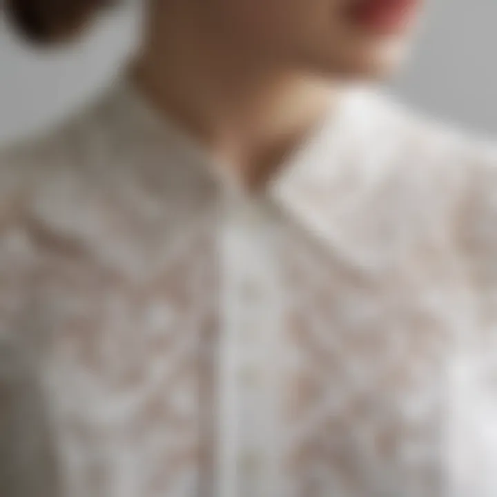 Close-up of intricate lace detailing on a Peter Pan collar dickie