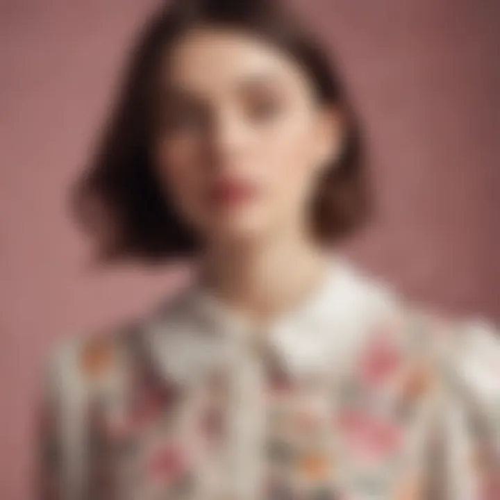Vintage-inspired outfit featuring a floral Peter Pan collar dickie