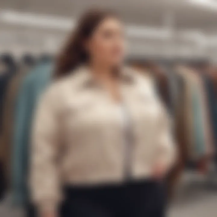 Trendy plus size cropped jackets on display in a fashion store