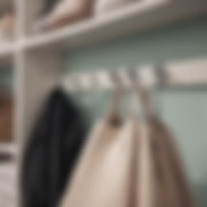 Purse hooks elegantly displayed in a modern closet