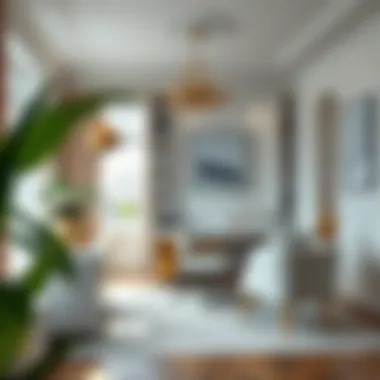 Stylish home office incorporating silver and gold elements