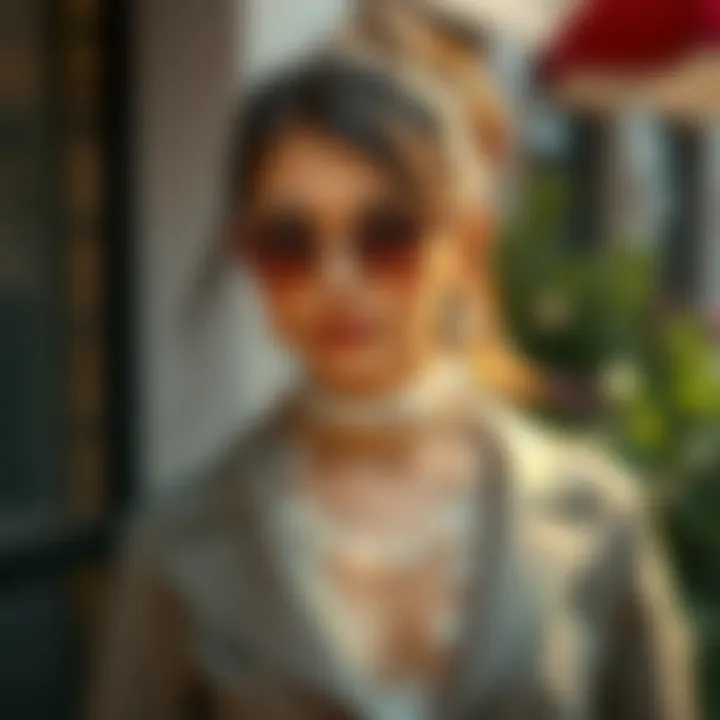 Stylish outfit enhanced by the touch of crystal garland strands