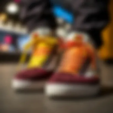 Dynamic contrast of dual colored shoelaces on trendy sneakers