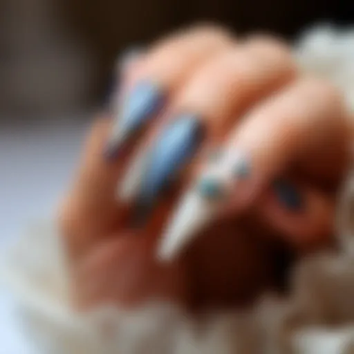 Exquisite full coverage gel nails showcasing intricate designs