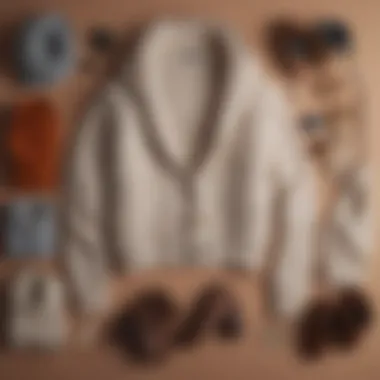 Outfit Flat Lay Featuring Cardigan An aesthetically arranged flat lay of outfits paired with a cardigan