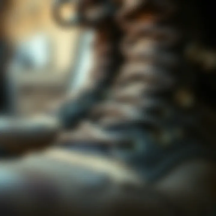 Close-up of tactical boot materials