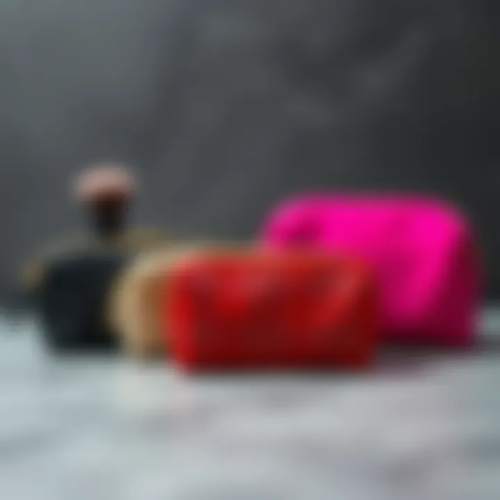 Different materials of makeup brush bags displayed