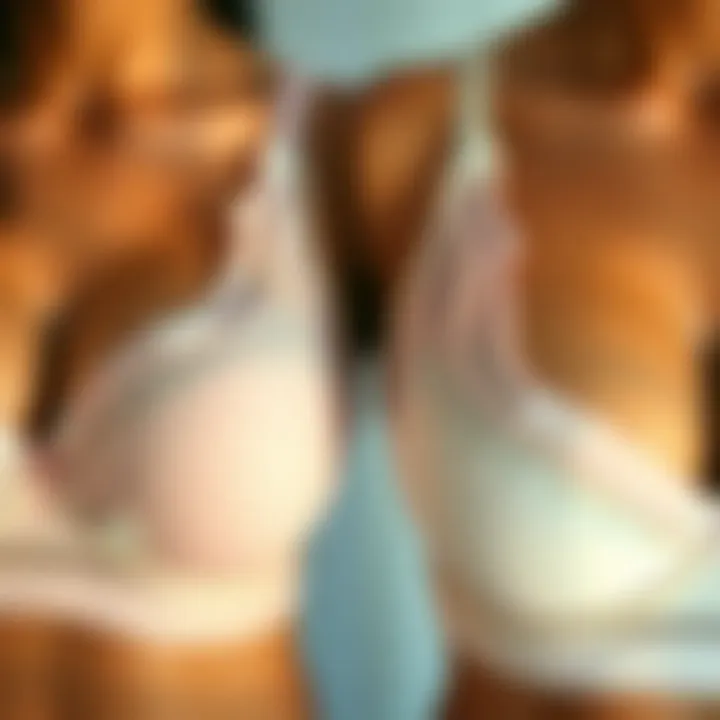 Comparative view of traditional undergarments next to clear tape bras, emphasizing functional differences.