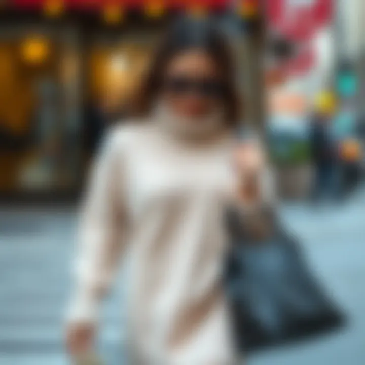 Stylish soft sweater dress paired with accessories