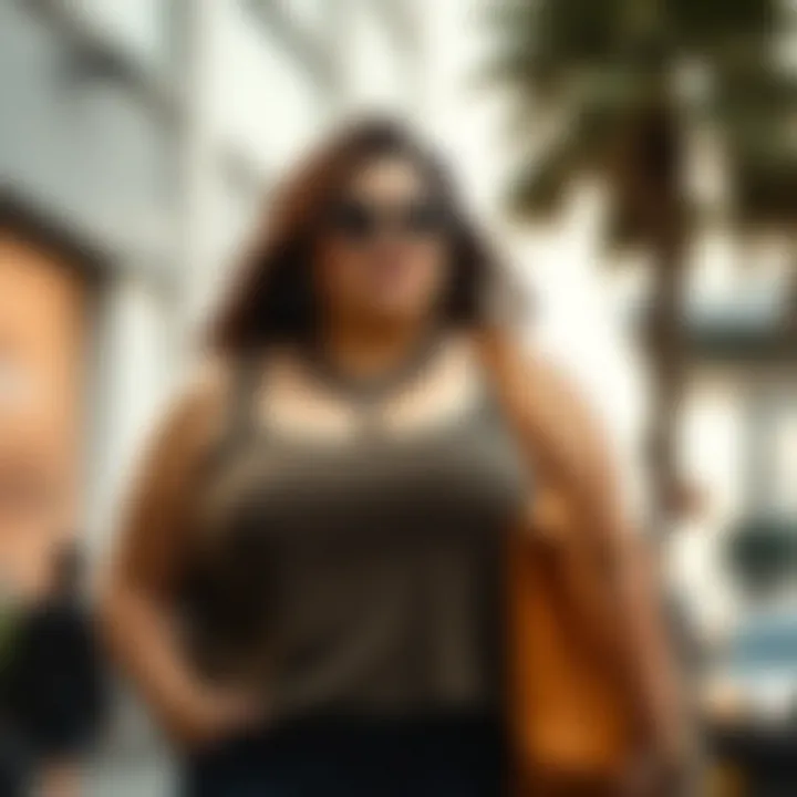 A chic plus size cotton tank paired with stylish accessories