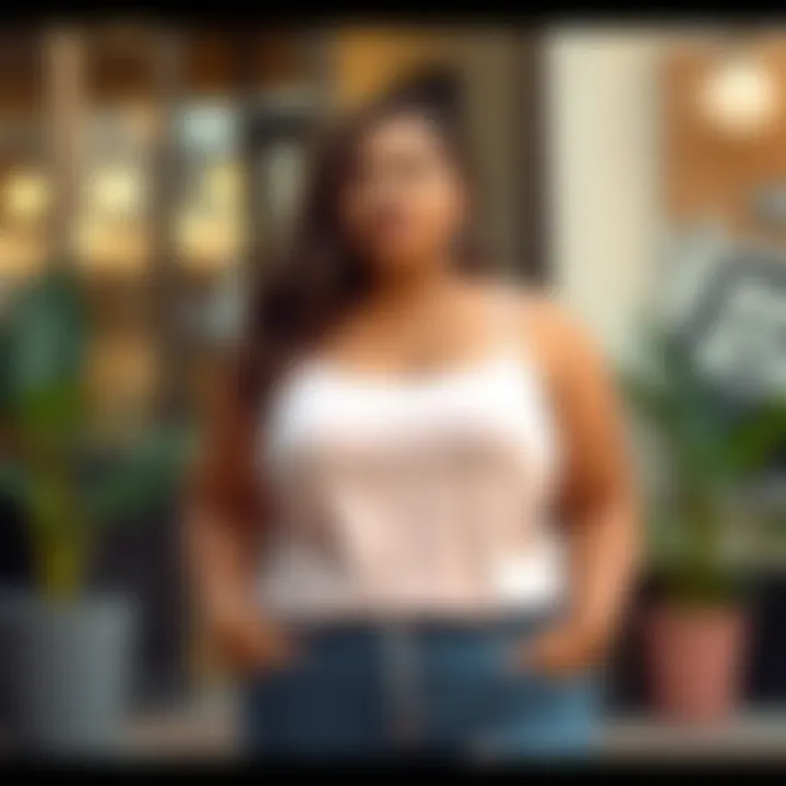 A relaxed plus size cotton tank in a casual setting