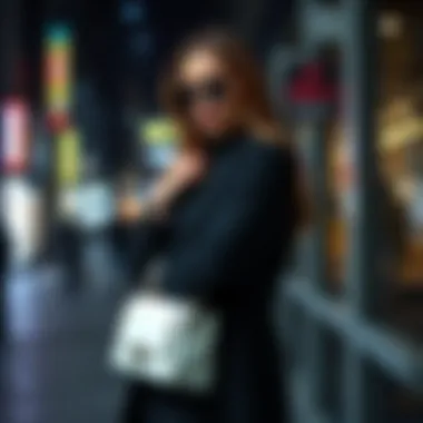 Urban Chic: White Bookbag Purse in Fashion Stylish woman showcasing white bookbag purse in urban setting