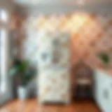 Stylish refrigerator adorned with peel and stick wallpaper